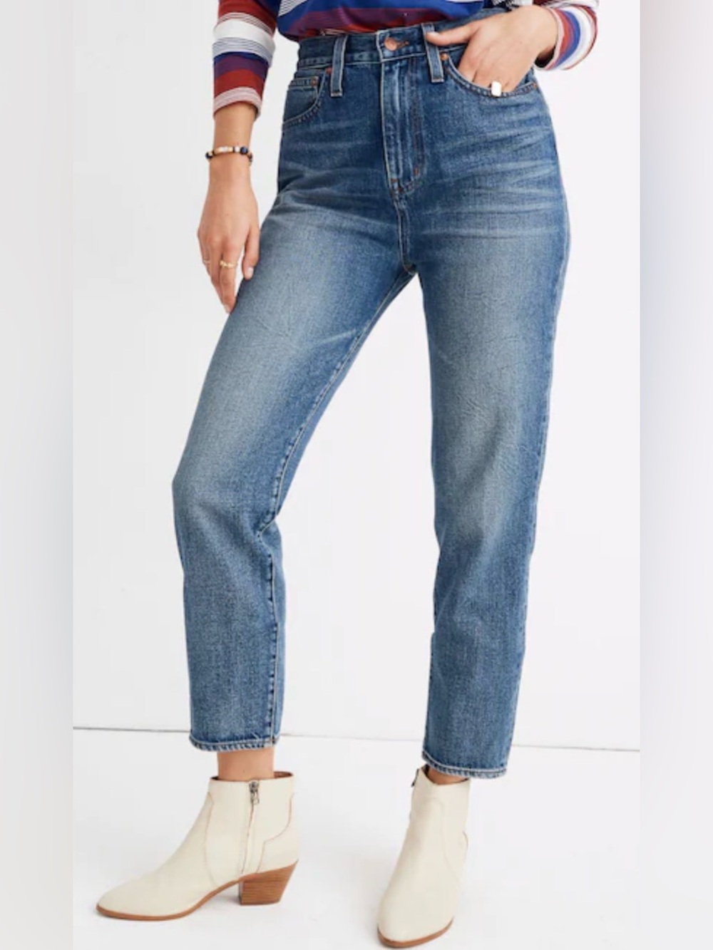 Madewell The Momjean in Downey Wash High Rise 100% Cotton Jeans 30 AG375